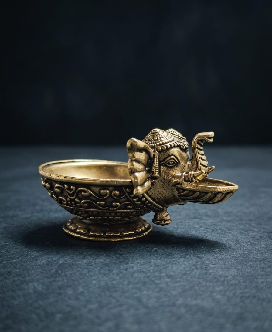 The Royal Gaj Deep Antique Brass Elephant Lamp